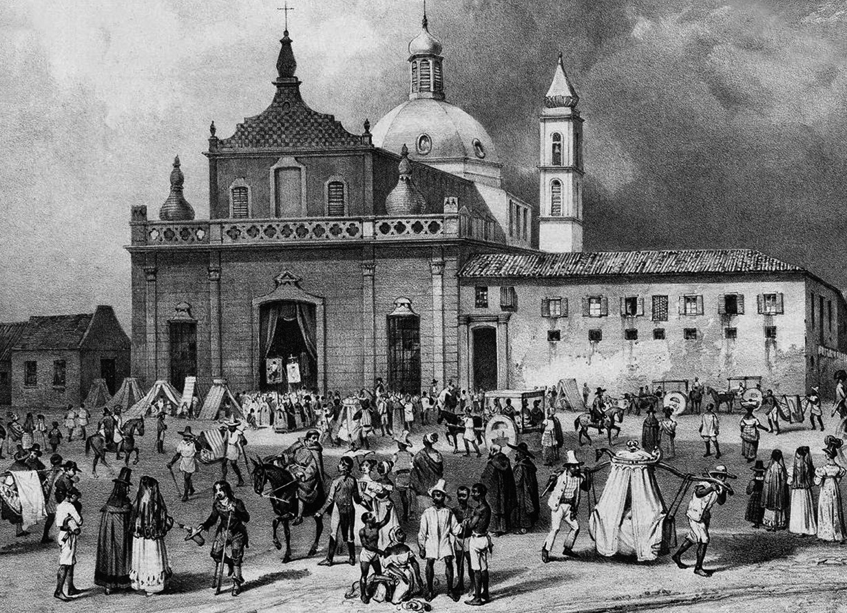 Ilustração em preto e branco representando a época da Sabinada em Salvador