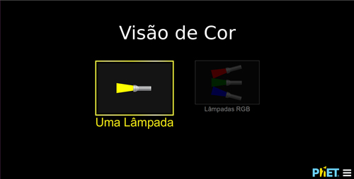 Print da tela do Objeto Virtual de Aprendizagem (OVA) Visão da cor, elaborado pela PhET Interactive Simulations