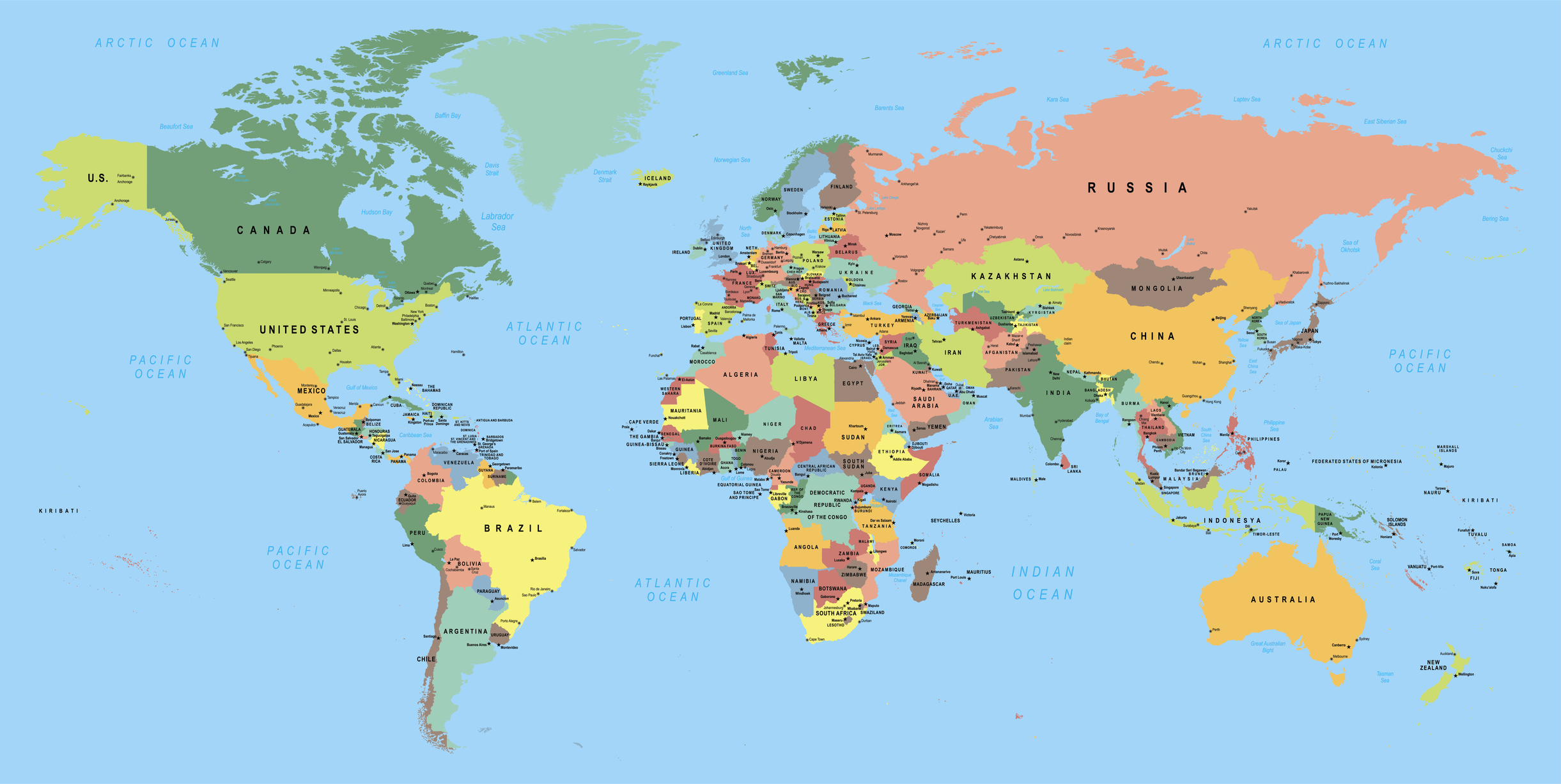 Os países mais extensos do mundo: China, Rússia, Brasil, EUA e Canadá